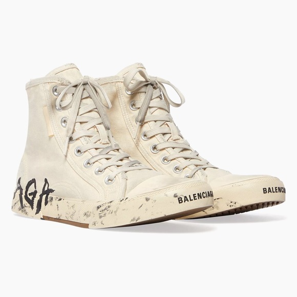Balenciaga Paris High Top Graffiti Sneakers - Picture 1 of 15
